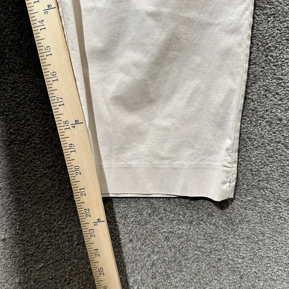LL Bean Cropped Trouser Pants Women 12 Beige Side Zip Straight Leg - Picture 10 of 14